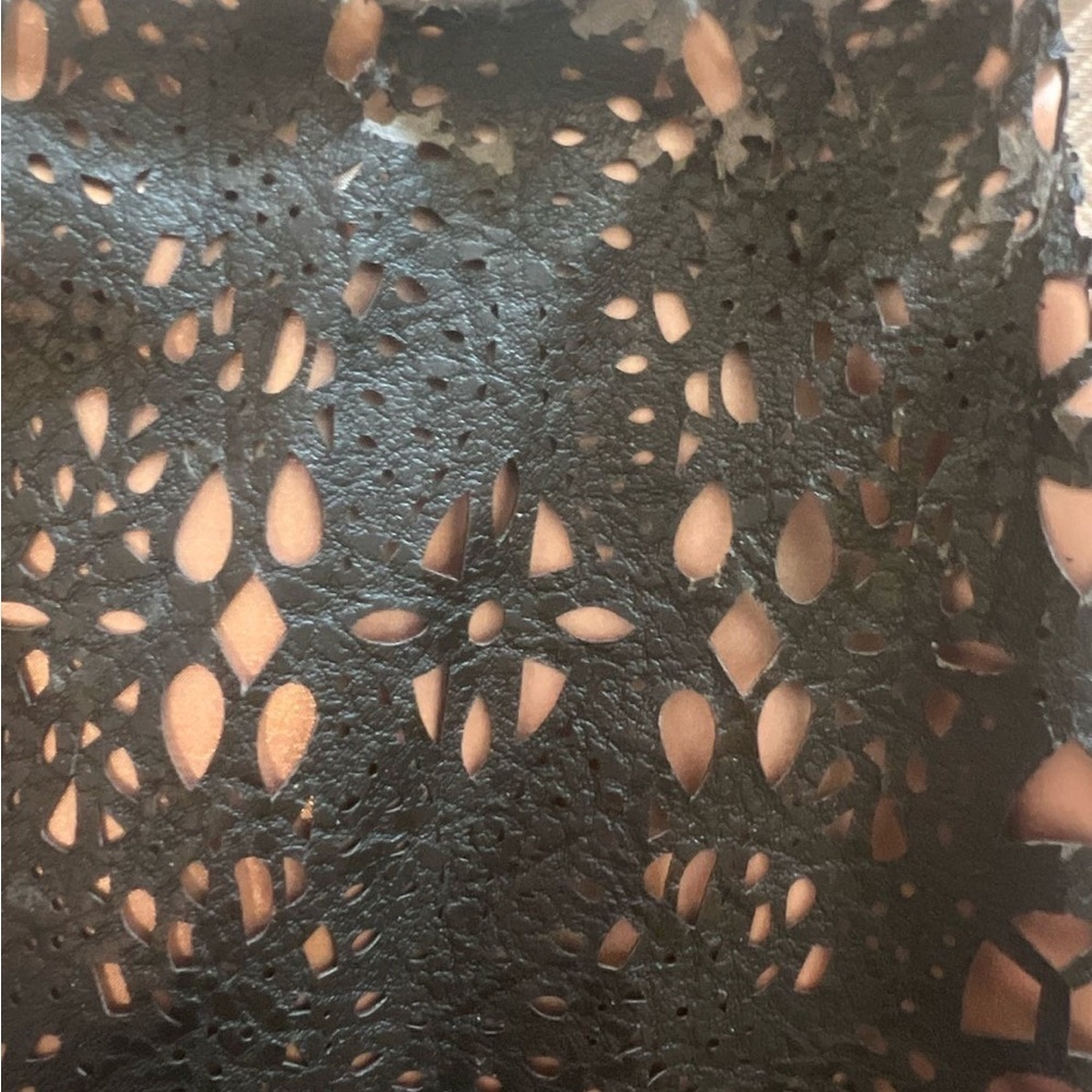 Jovani Black and cream  A-Line leather Cocktail Skirt - Picture 4 of 9